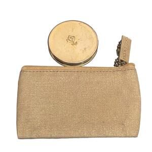 Vintage Estee Lauder Gold Mini Makeup Mirror Cosmetics Bag Metallic Small